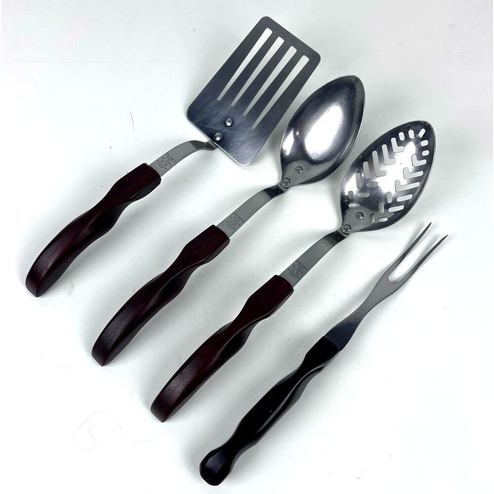 4 Cutco Serving Kitchen Utensil Set Slotted Spoon Spatula Fork Contoured Handles